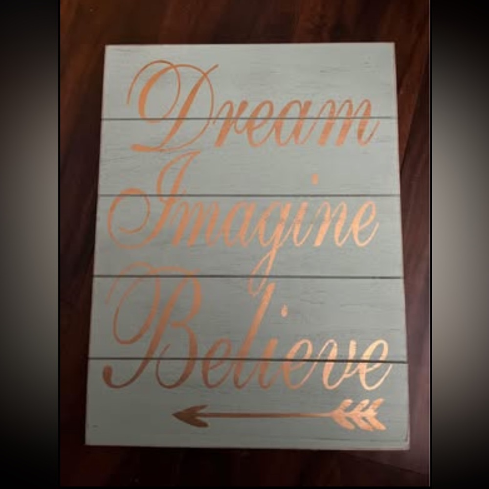 Inspirational Wall Decor with Gold Accents - Dream Imagine Believe